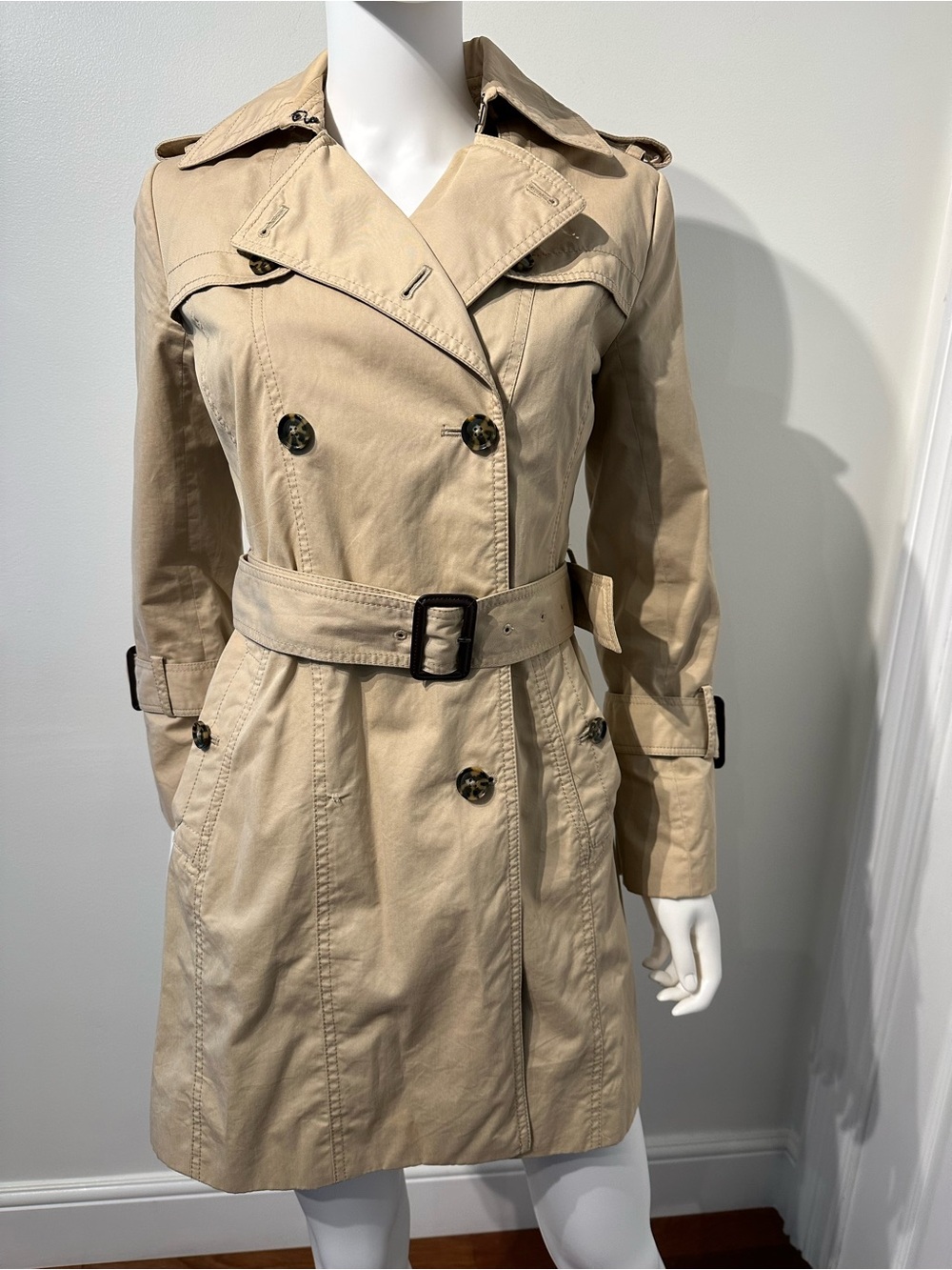 Banana Republic Limonta Italian Fabric Belted Trench Coat – Women’s XS – Beige